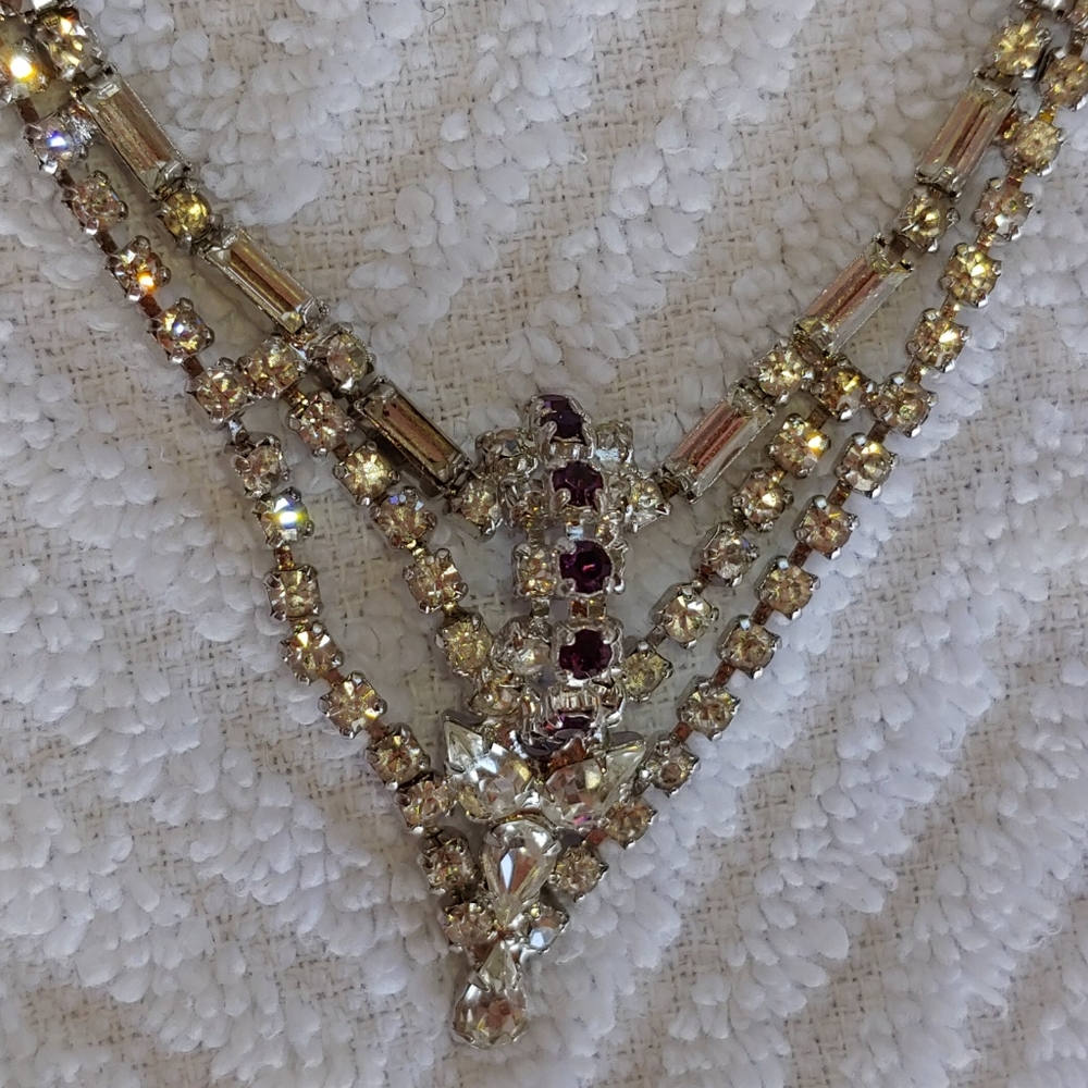 Silver & Crystal Necklace with Purple Accent!!!